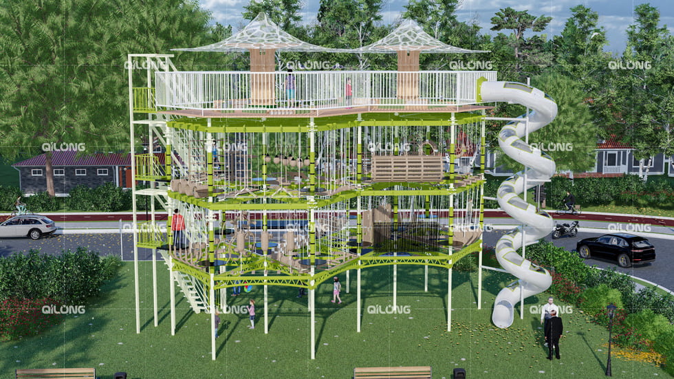 Custom Indoor High Ropes Course Playground Equipment